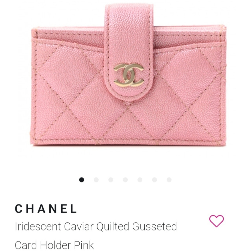 Chanel Iridescent Caviar Quilted Gusseted Card Holder Pink